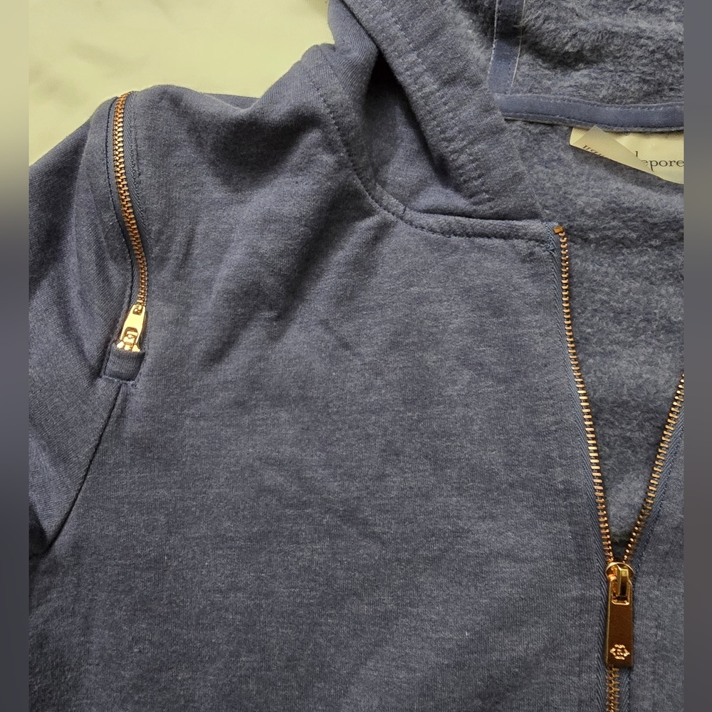 Nanette Lepore Blue Hoodie Jacket With Pockets And Rose Gold Zippers medium - Picture 5 of 10